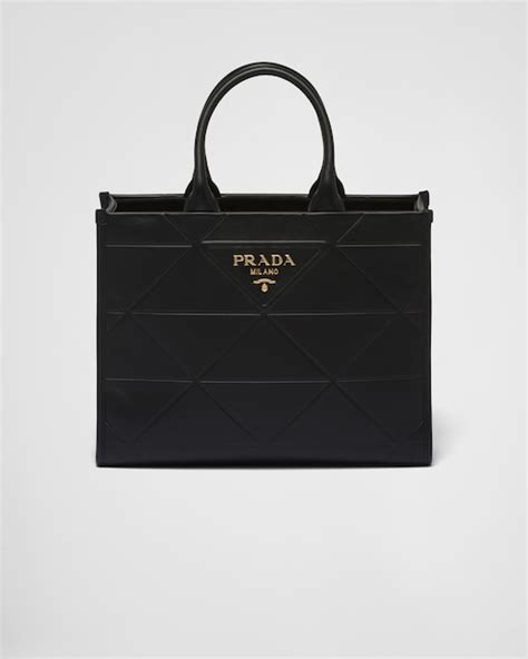 medium leather prada symbole bag with topstitching|Medium Leather Prada Symbole Bag With Topstitching.